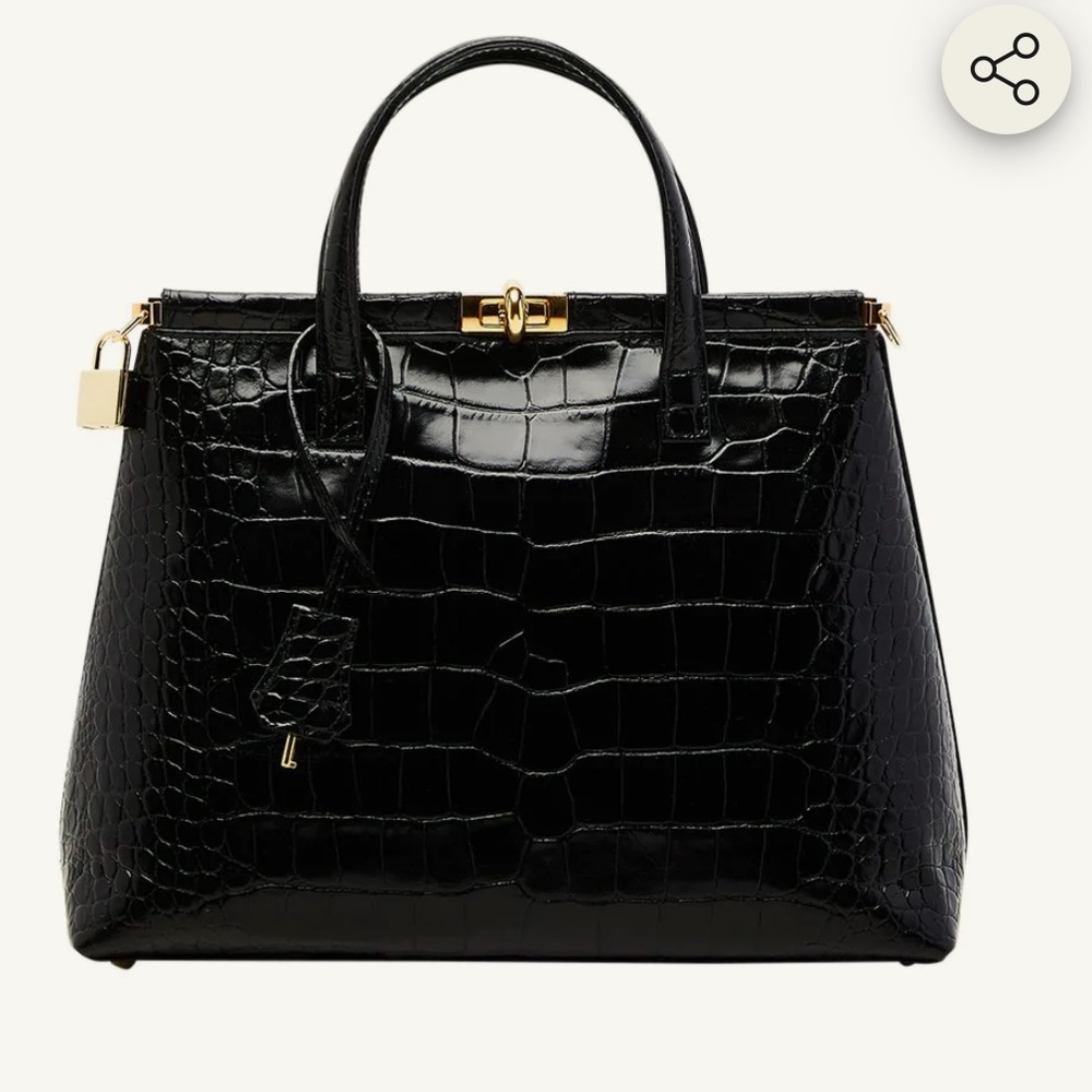 Lanzetti Priscilla handbag black handmade Italian leather -retails$489